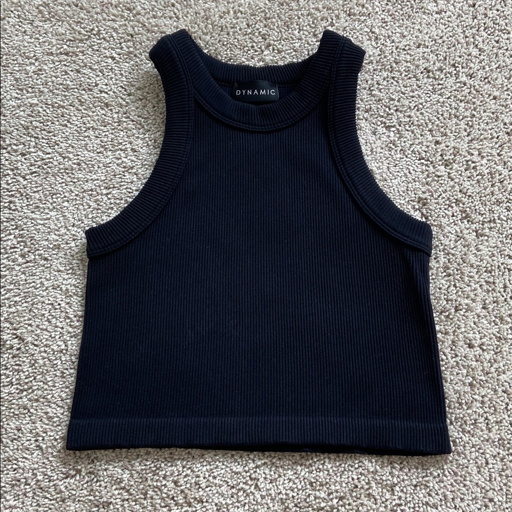 Dynamic • Black Ribbed Seamless High Neck Tank